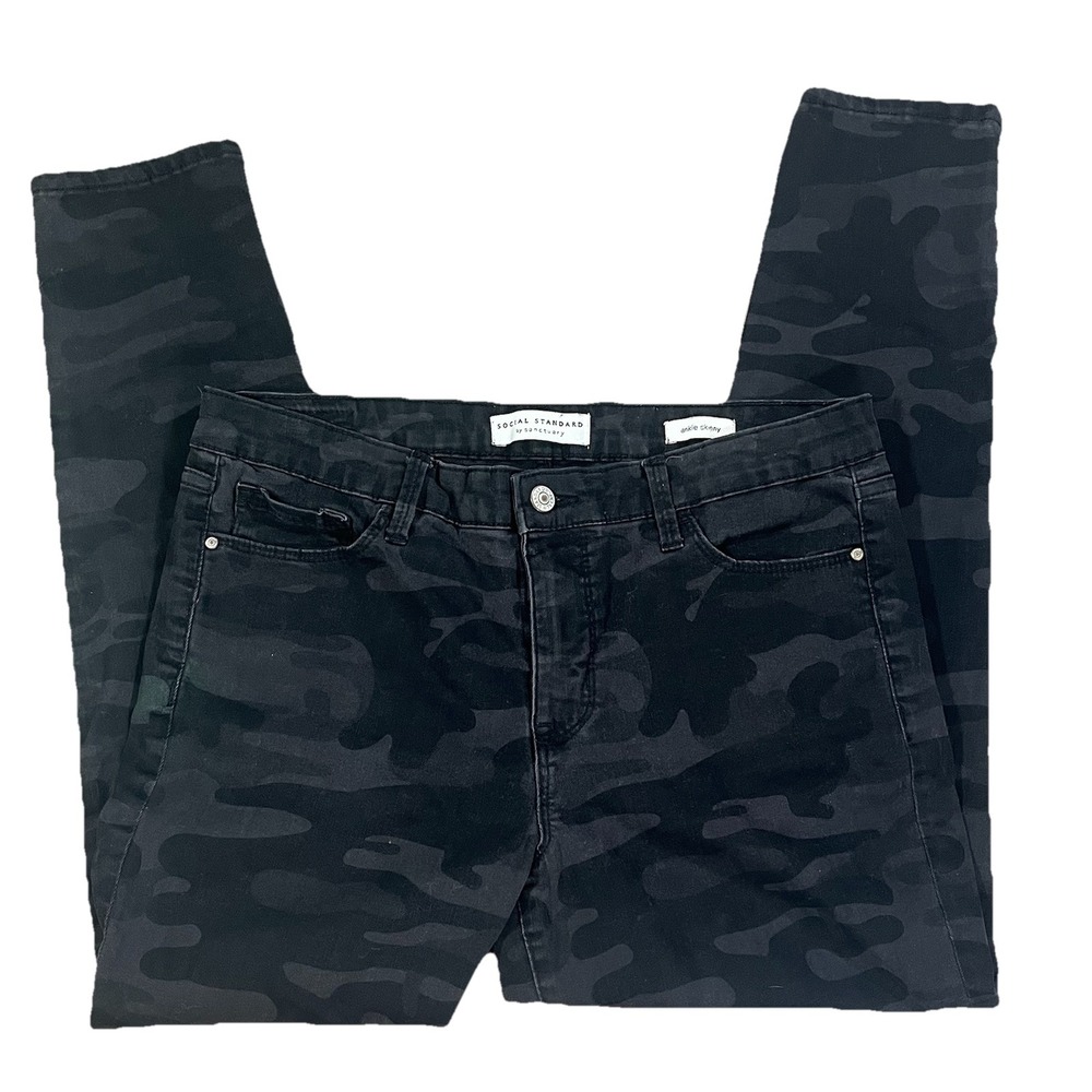 SOCIAL STANDARD‎ by Sanctuary Women's Size 10 Black Camo Ankle Skinny Jeans